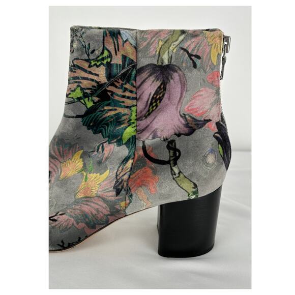 Rag and Bone Floral Velvet Print Drea Ankle Boot Womens Size 38.5 Grey - Picture 3 of 10